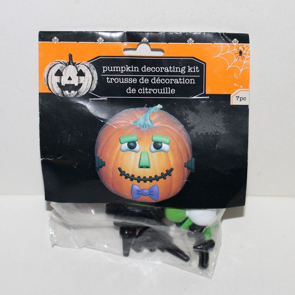 Greenbrier Pumpkin Decorating Kit 7 pc boy monster Frankenstein face NEW